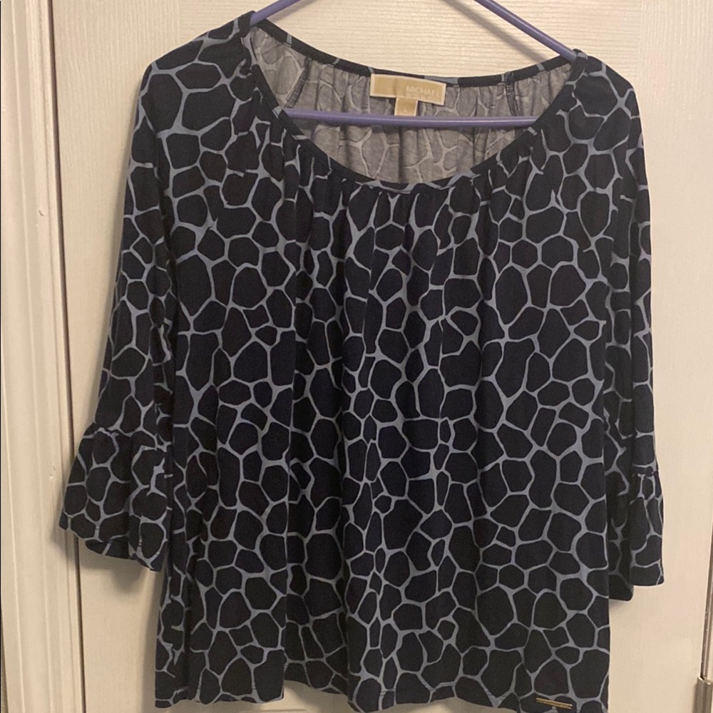 Michael Kors Black and Gray Boxy Blouse